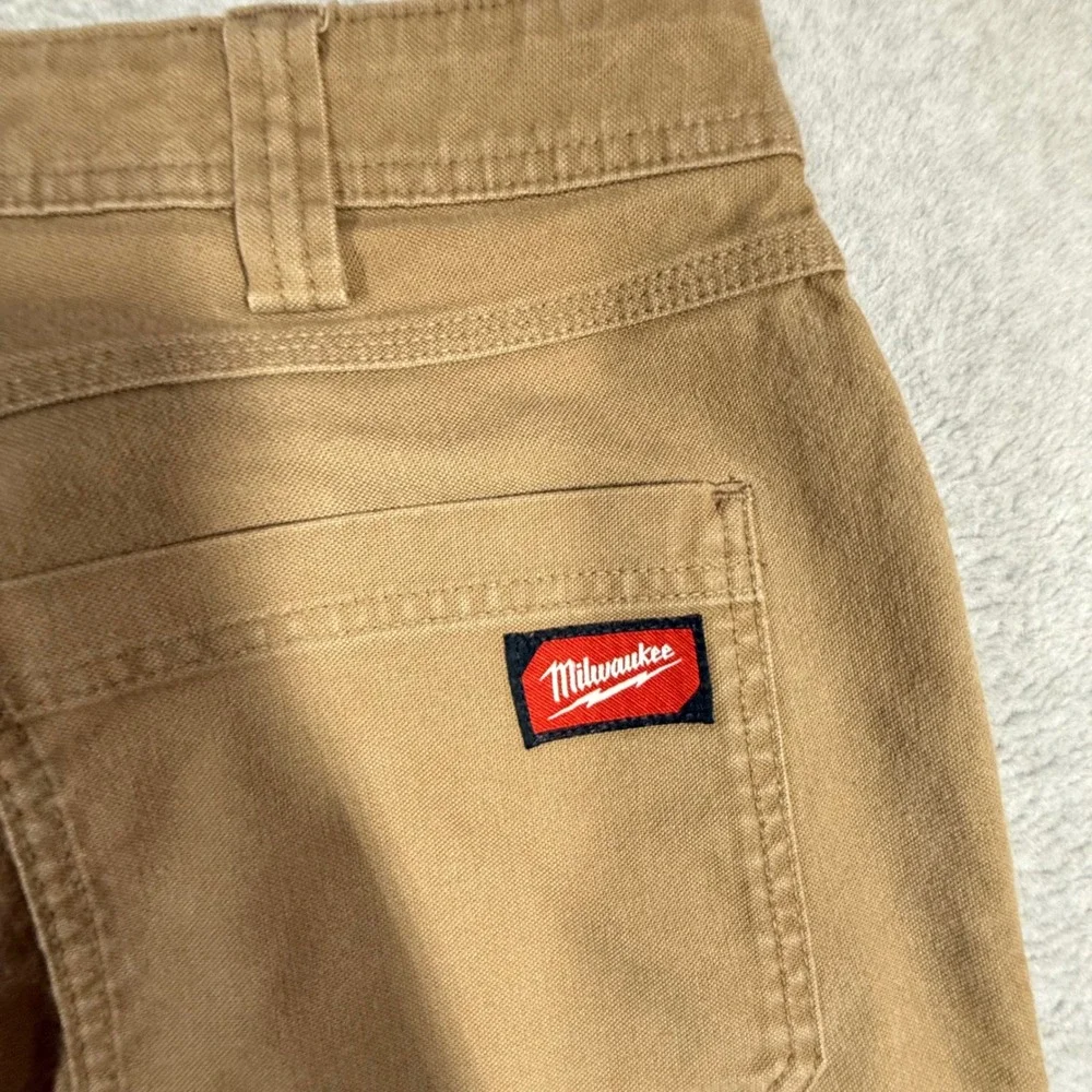 Milwaukee M650 Work Pant Mens 34x32 Brown Canvas Utility Carpenter Trousers